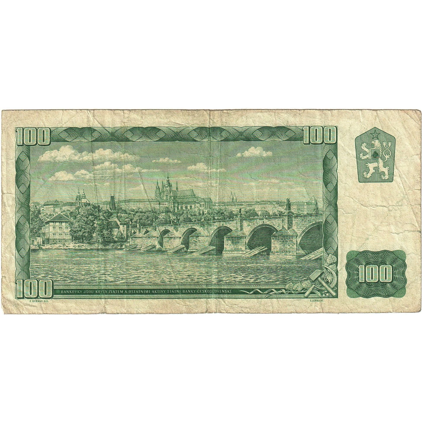 bancnota, 
  
  Cehoslovacia, 
  
  100 de coroane