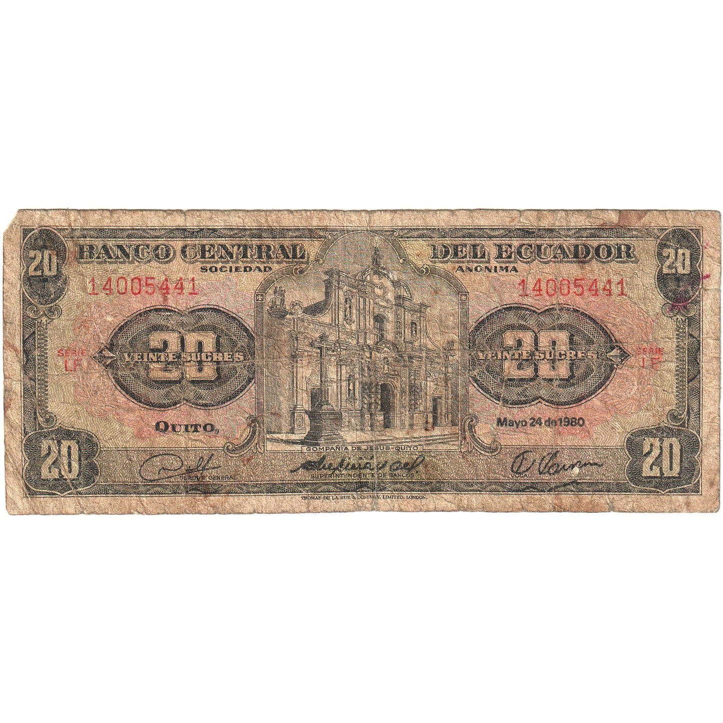 Ecuador, 
  
  20 de sucre, 
  
  1980