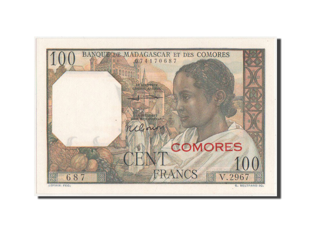 bancnota, 
  
  Comore, 
  
  100 de franci