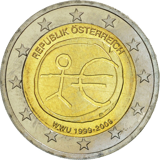 Austria, 
  
  2 euro, 
  
  10 Jahre Euro