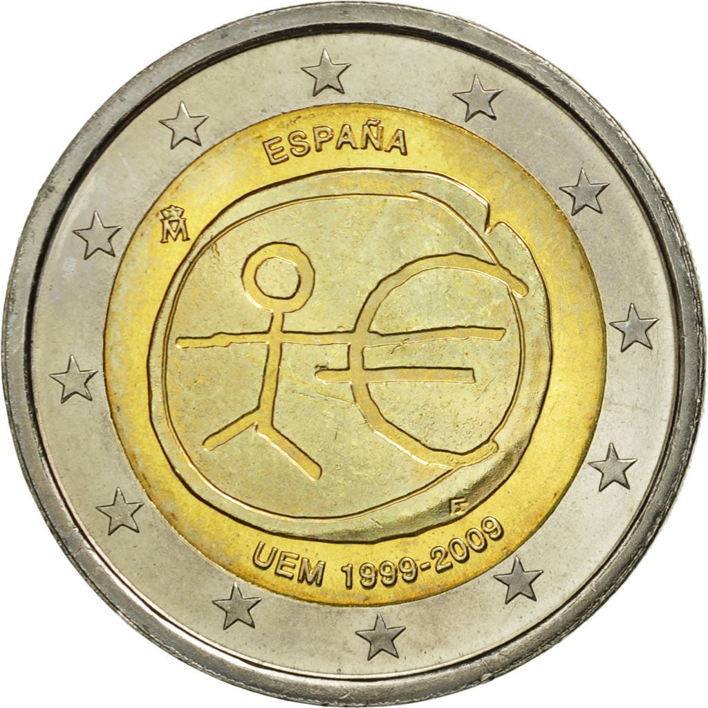 Spania, 
  
  2 euro, 
  
  10 Jahre Euro