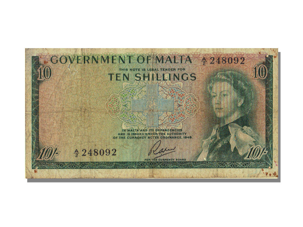 bancnota, 
  
  Malta, 
  
  10 șilingi