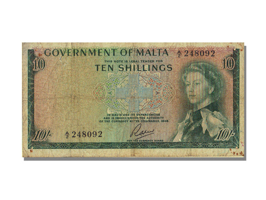 bancnota, 
  
  Malta, 
  
  10 șilingi