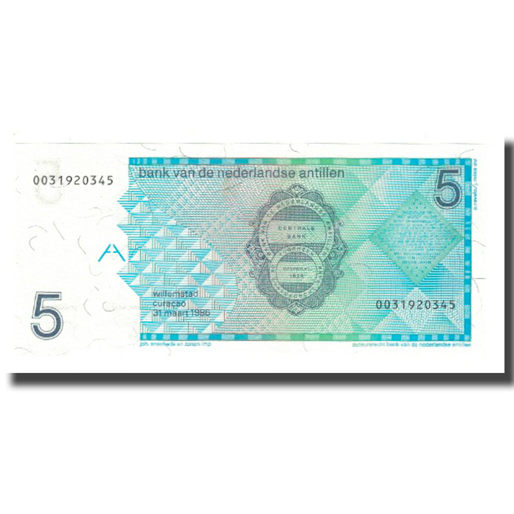 bancnota, 
  
  Antilele Olandeze, 
  
  5 Gulden