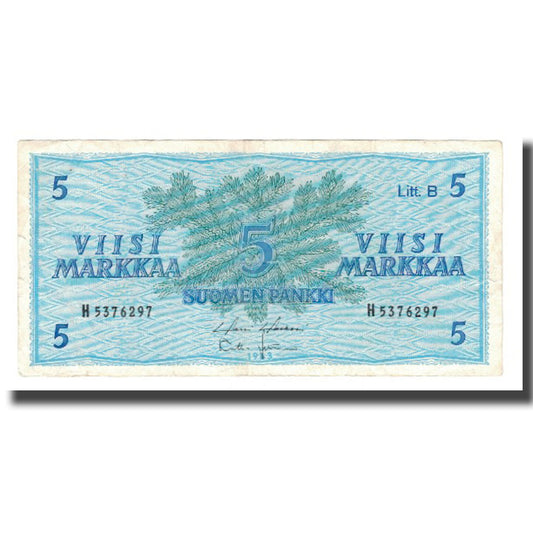 bancnota, 
  
  Finlanda, 
  
  5 Markkaa