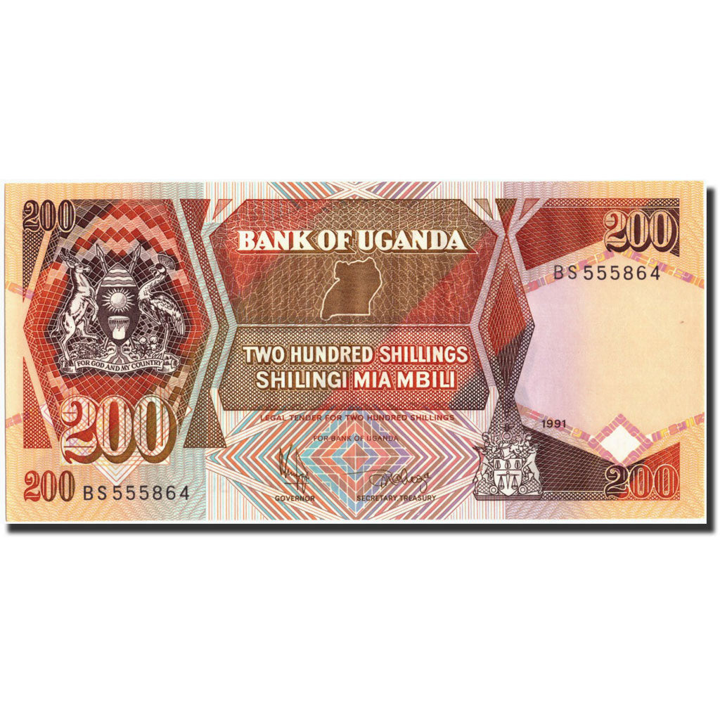 bancnota, 
  
  Uganda, 
  
  200 de șilingi