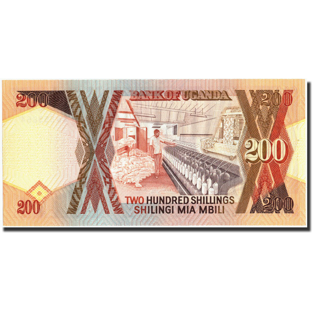 bancnota, 
  
  Uganda, 
  
  200 de șilingi