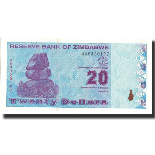 bancnota, 
  
  Zimbabwe, 
  
  20 de dolari