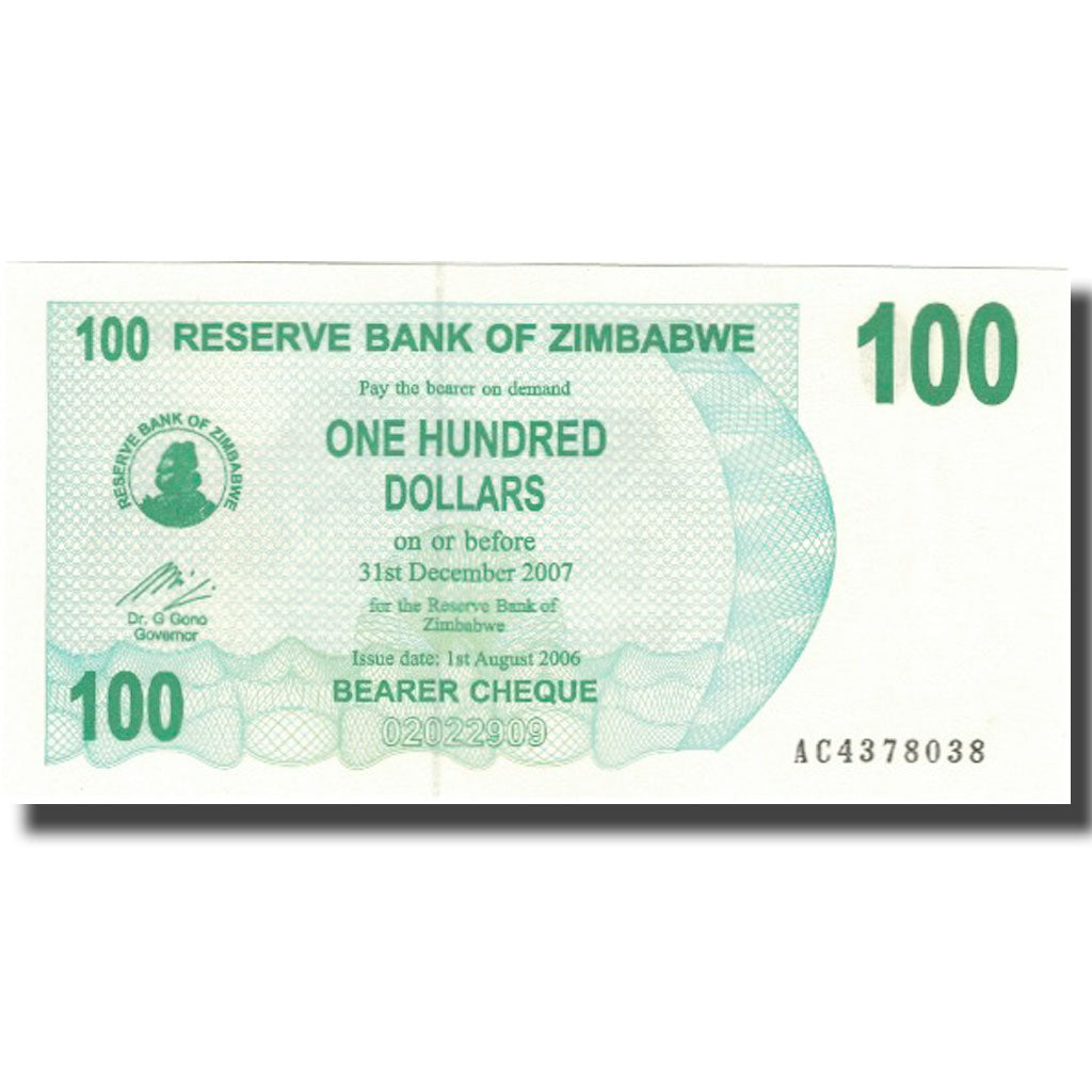 bancnota, 
  
  Zimbabwe, 
  
  100 de dolari