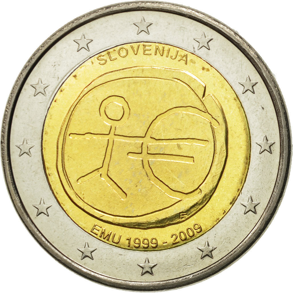 Slovenia, 
  
  2 euro, 
  
  a 10-a aniversare a uniunii monetare europene