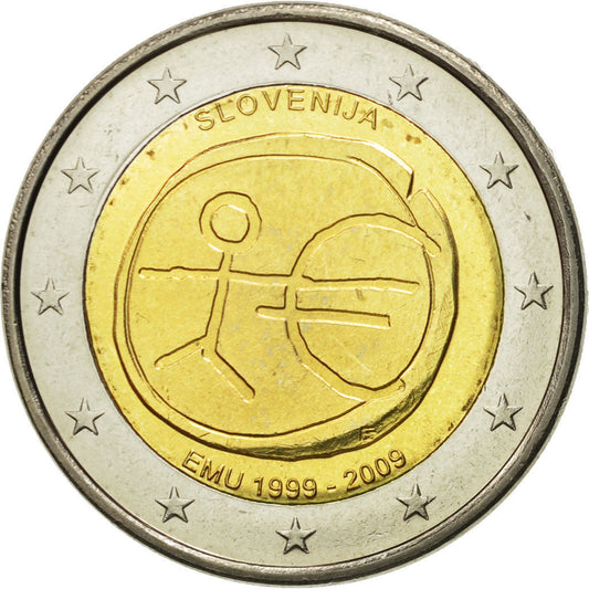 Slovenia, 
  
  2 euro, 
  
  a 10-a aniversare a uniunii monetare europene