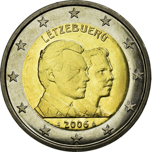 Luxemburg, 
  
  2 euro, 
  
  25-a aniversare, marele duc Guillaume