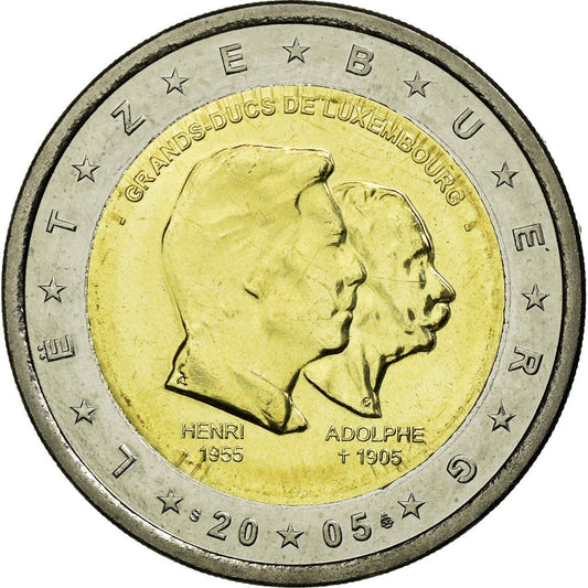 Luxemburg, 
  
  2 euro, 
  
  50 th du grand duc henri