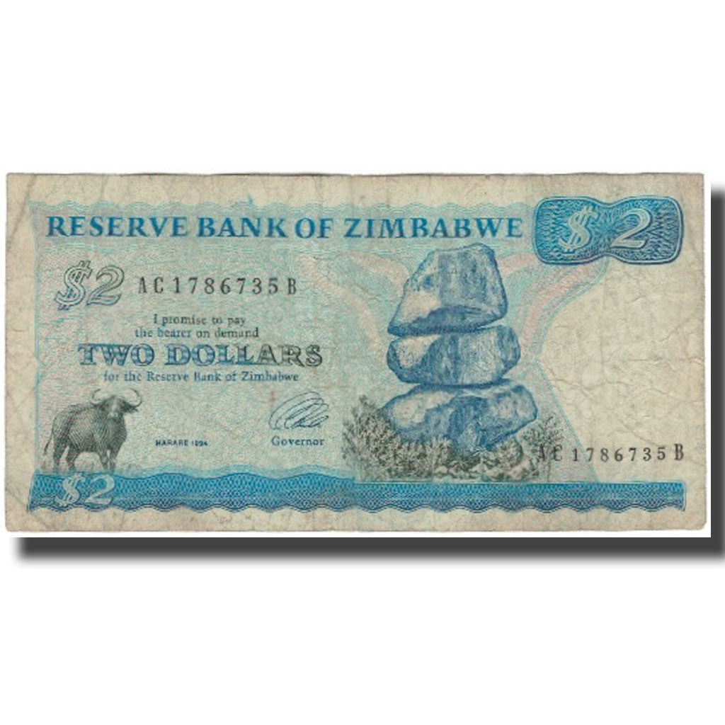 bancnota, 
  
  Zimbabwe, 
  
  2 dolari