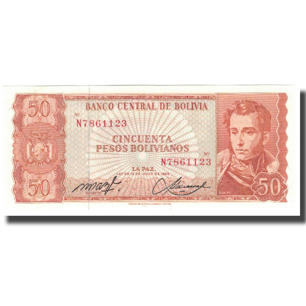 bancnota, 
  
  Bolivia, 
  
  50 de pesos boliviani