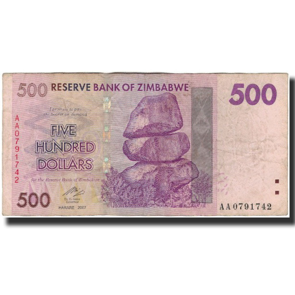 bancnota, 
  
  Zimbabwe, 
  
  500 de dolari