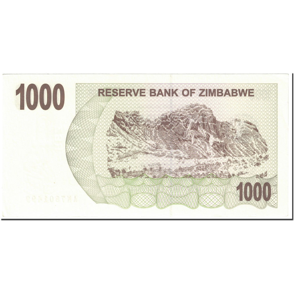 bancnota, 
  
  Zimbabwe, 
  
  1000 de dolari