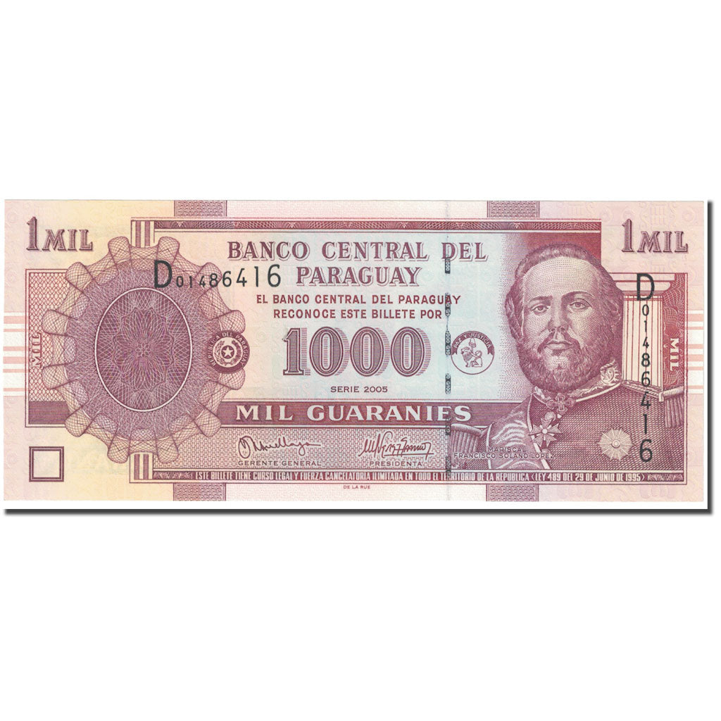 bancnota, 
  
  Paraguay, 
  
  1000 de guarani