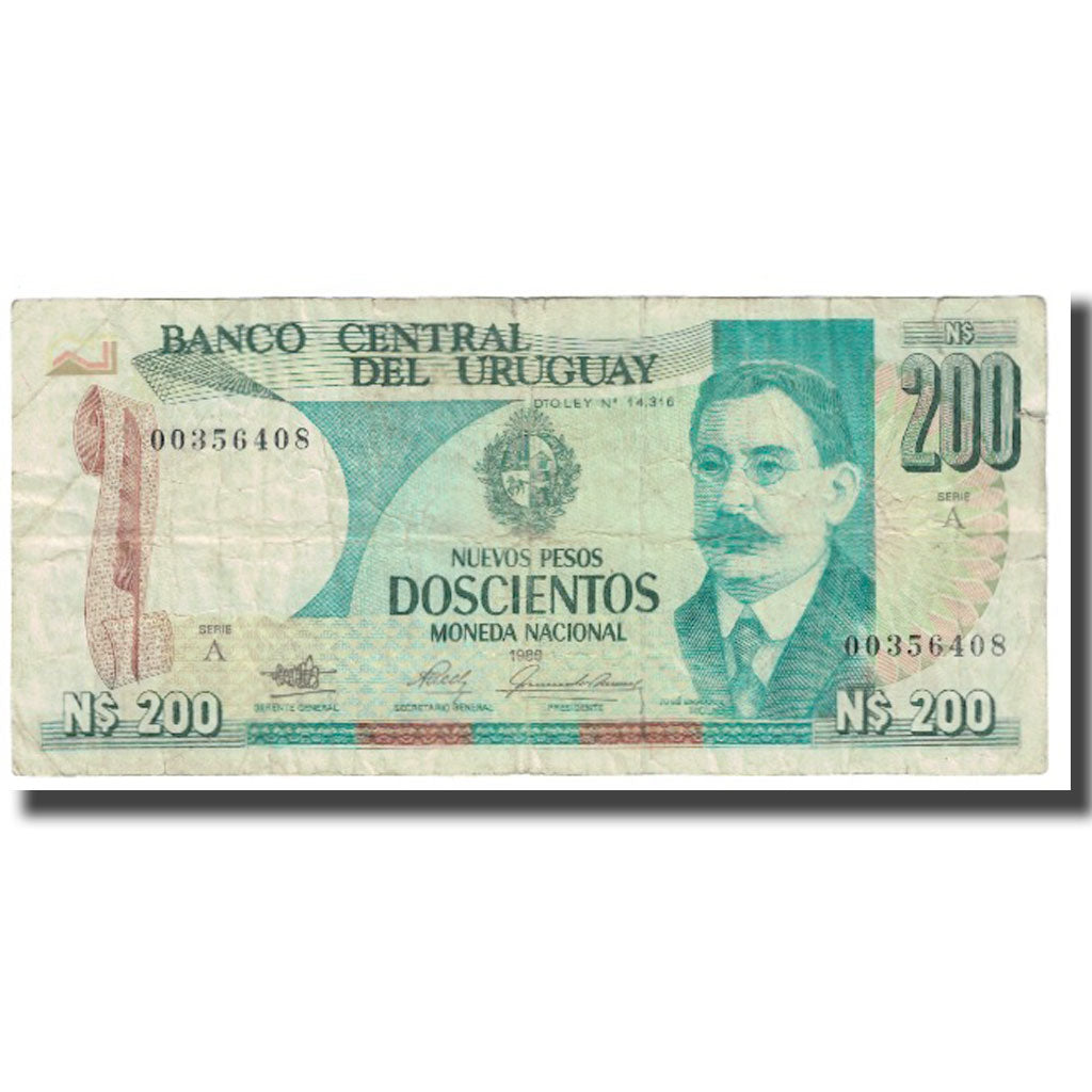 bancnota, 
  
  Uruguay, 
  
  200 de pesos noi