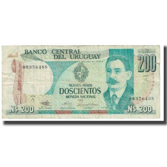 bancnota, 
  
  Uruguay, 
  
  200 de pesos noi