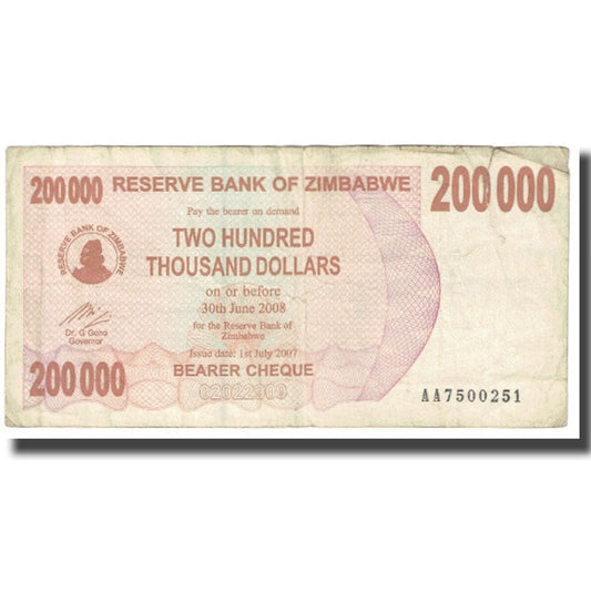 bancnota, 
  
  Zimbabwe, 
  
  200