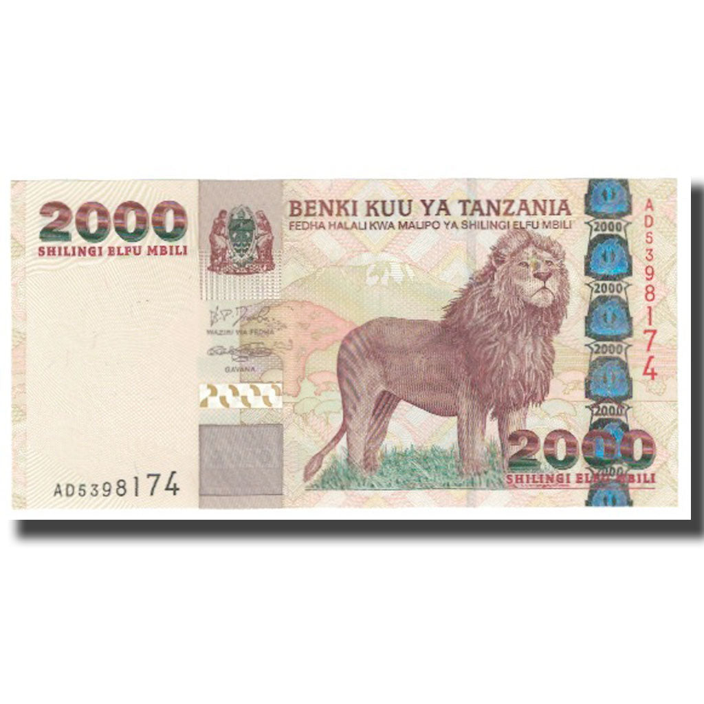 bancnota, 
  
  Tanzania, 
  
  2000 Shilingi