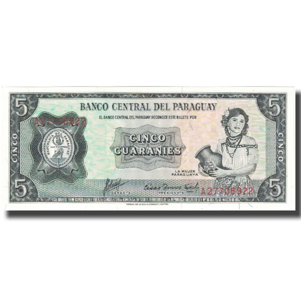 bancnota, 
  
  Paraguay, 
  
  5 Guarani