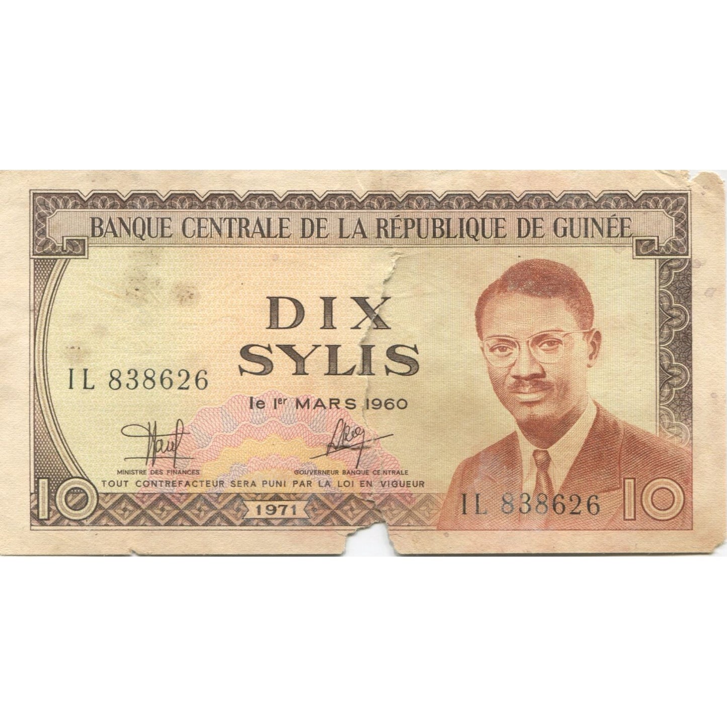 bancnota, 
  
  Guineea, 
  
  10 Sylis