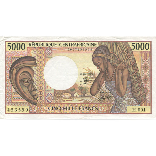 bancnota, 
  
  Republica Centrafricană, 
  
  5000 de franci