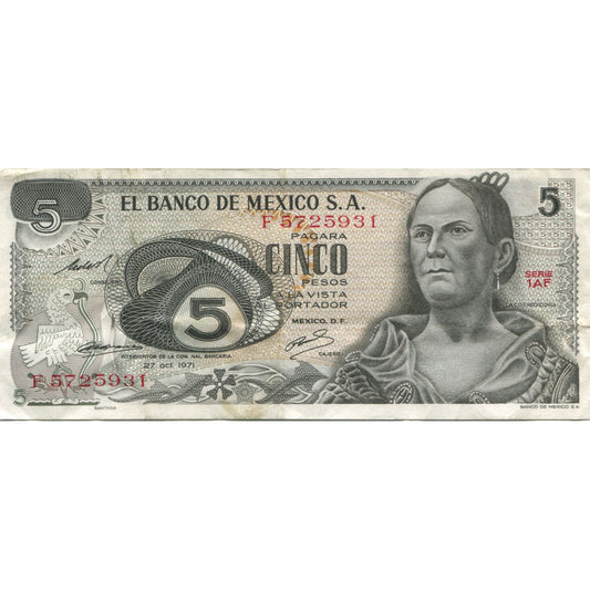 bancnota, 
  
  Mexic, 
  
  5 pesos