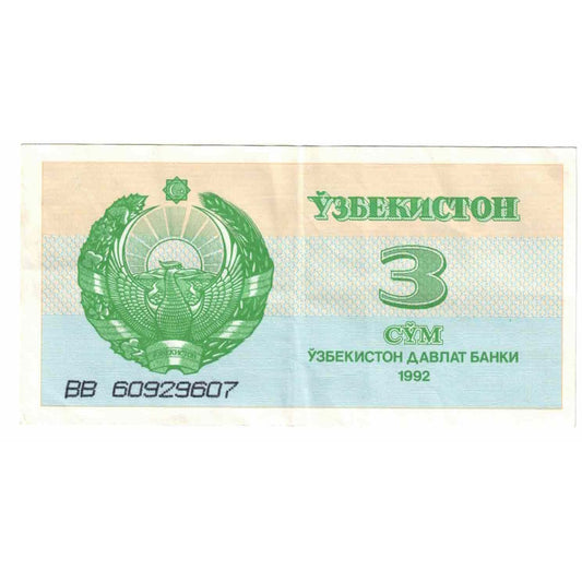 bancnota, 
  
  Uzbekistan, 
  
  3 Suma