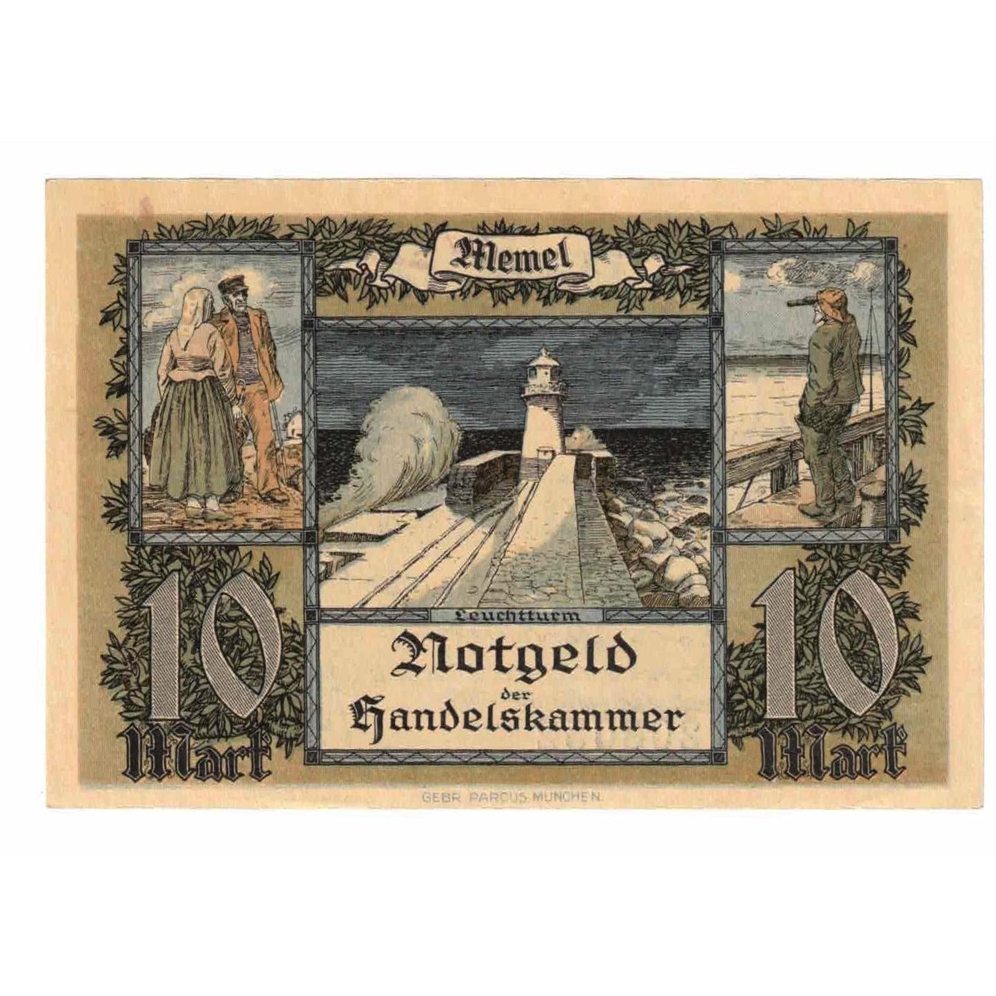 bancnota, 
  
  Memel, 
  
  10 Marcu