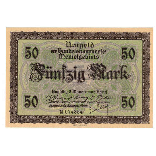 bancnota, 
  
  Memel, 
  
  50 Marcu