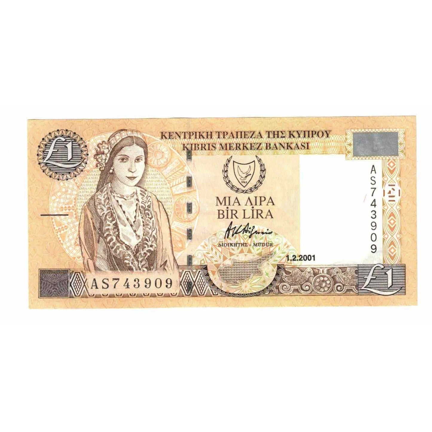 bancnota, 
  
  Cipru, 
  
  1 Lira