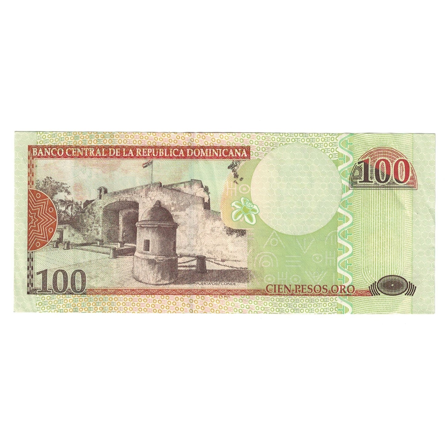 bancnota, 
  
  Republica Dominicană, 
  
  100 Pesos Oro