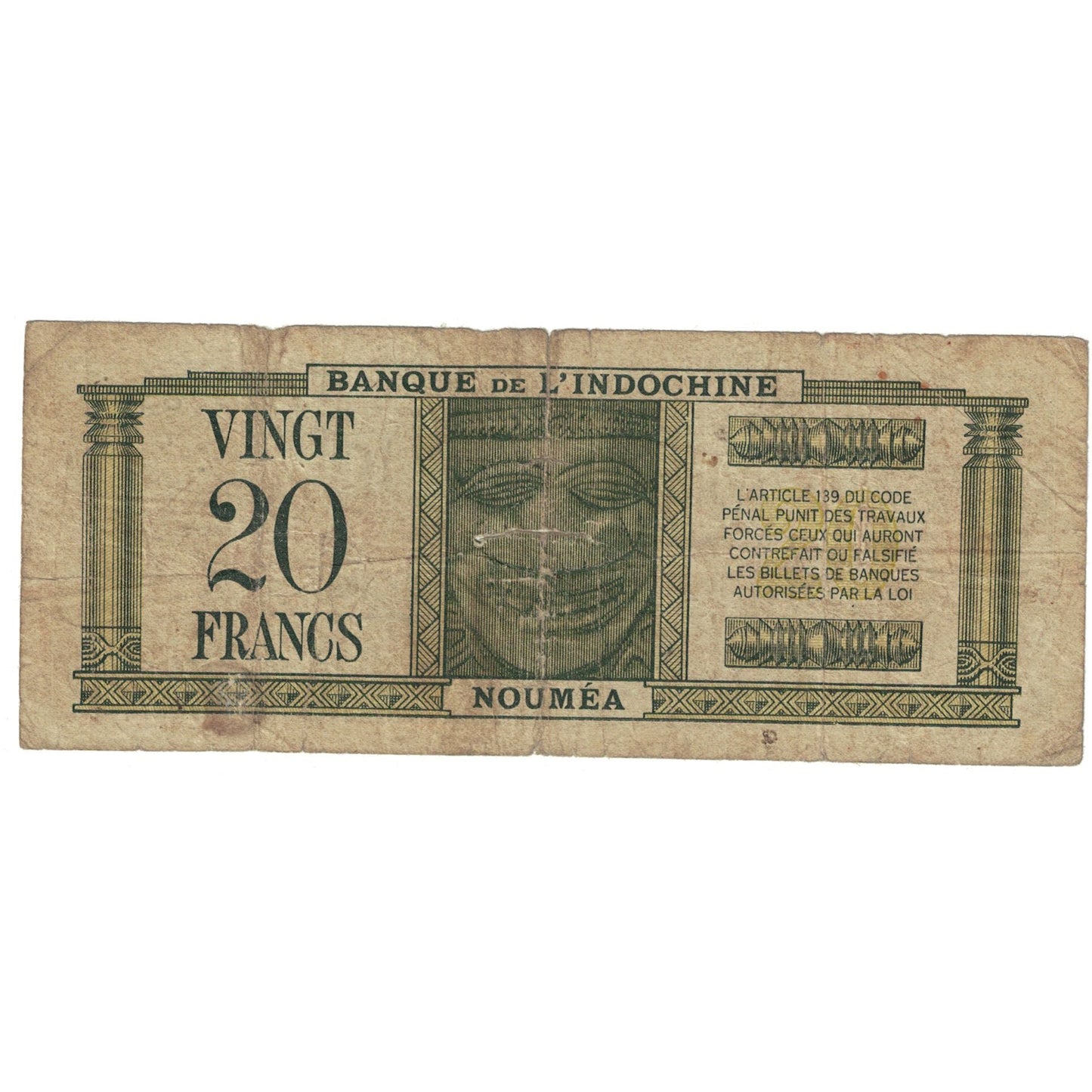 bancnota, 
  
  Noile Hebride, 
  
  20 de franci