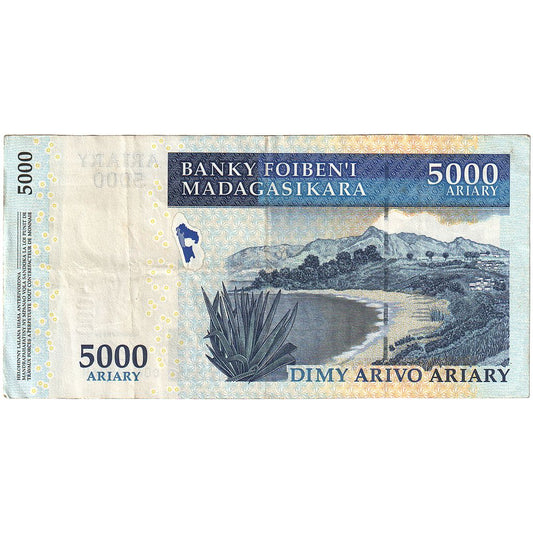 bancnota, 
  
  Madagascar, 
  
  5000 Ariary