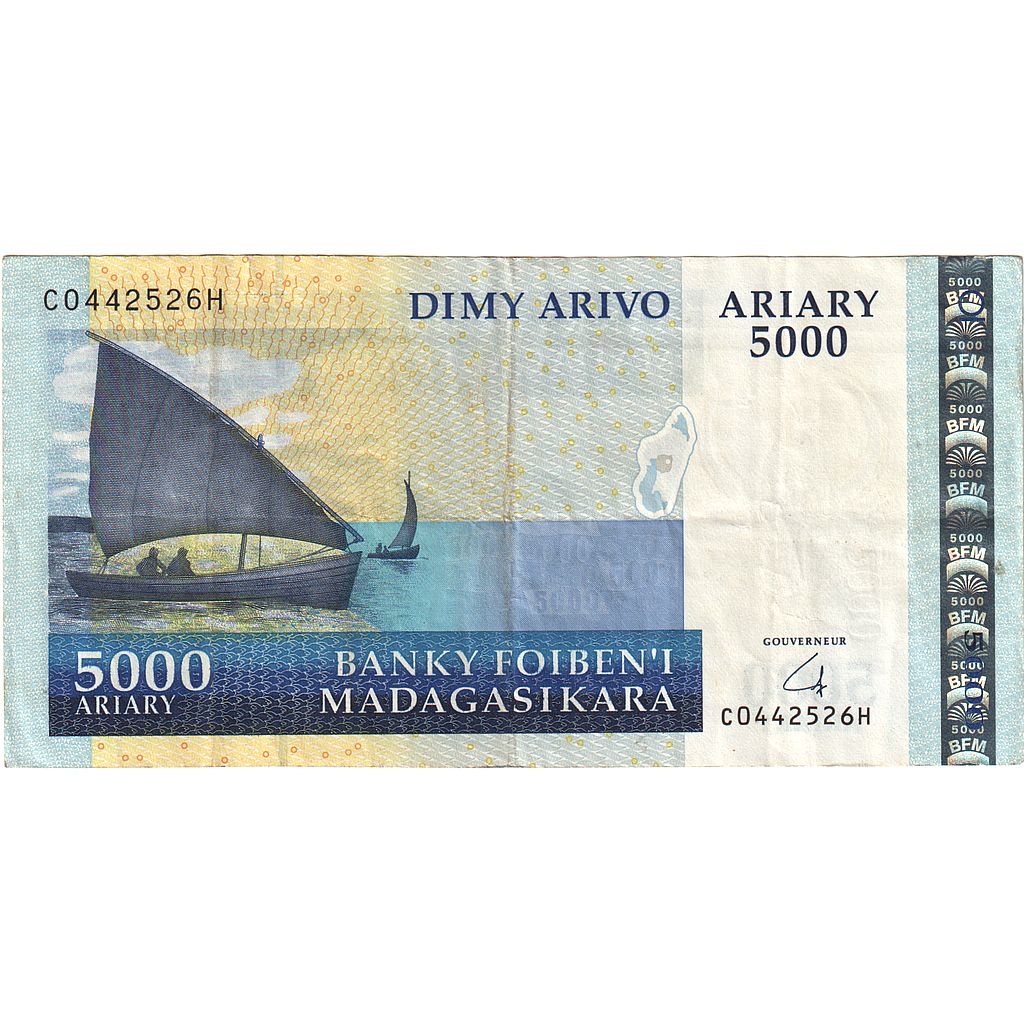 bancnota, 
  
  Madagascar, 
  
  5000 Ariary