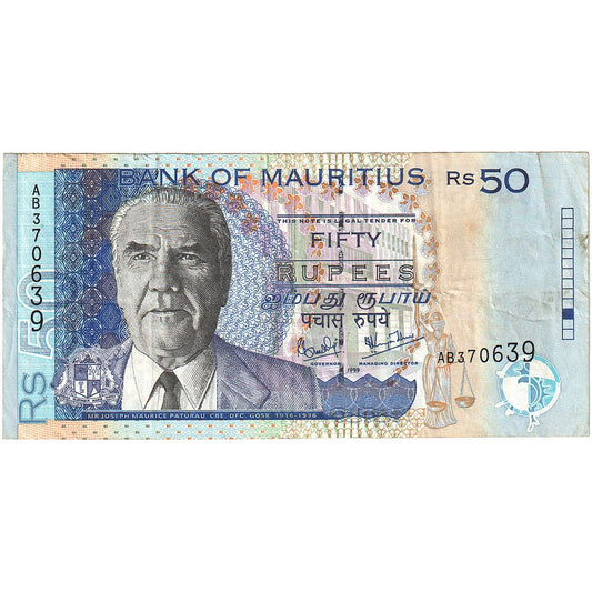 bancnota, 
  
  Mauritius, 
  
  50 de rupii