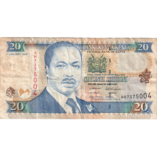 Kenya, 
  
  20 șilingi, 
  
  1996