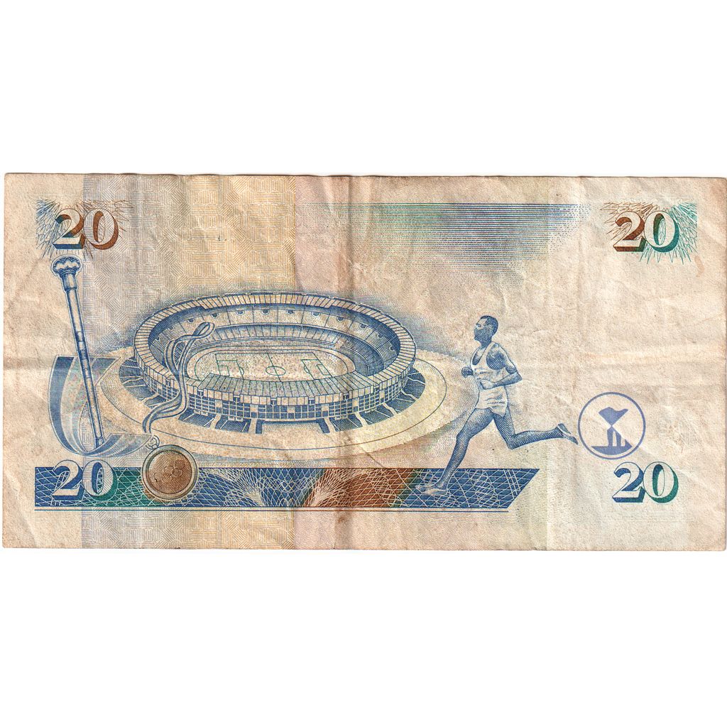 Kenya, 
  
  20 șilingi, 
  
  1996