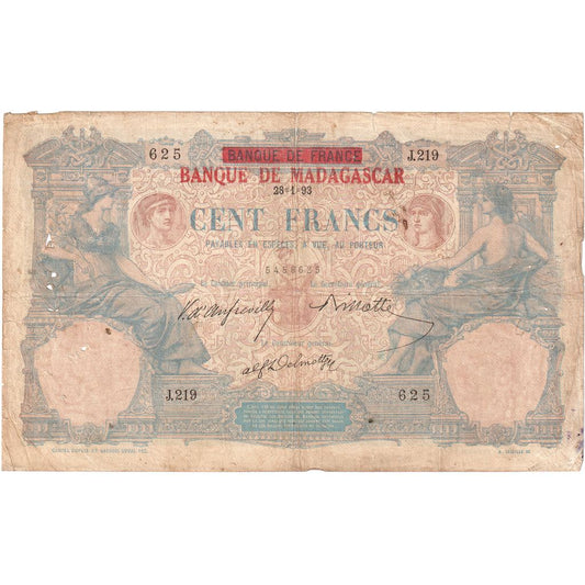 Madagascar, 
  
  100 de franci, 
  
  1893