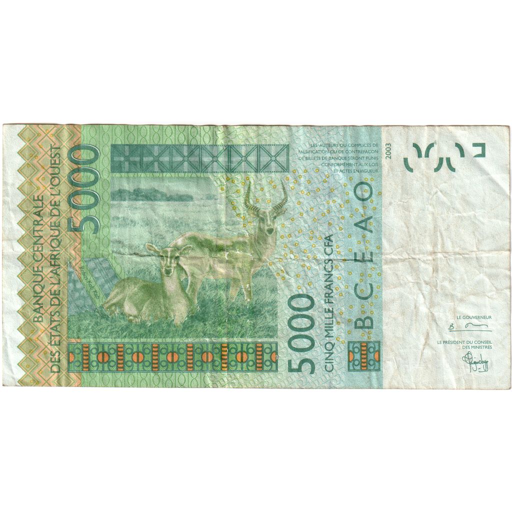 Statele Africii de Vest, 
  
  5000 de franci, 
  
  VF(20-25)