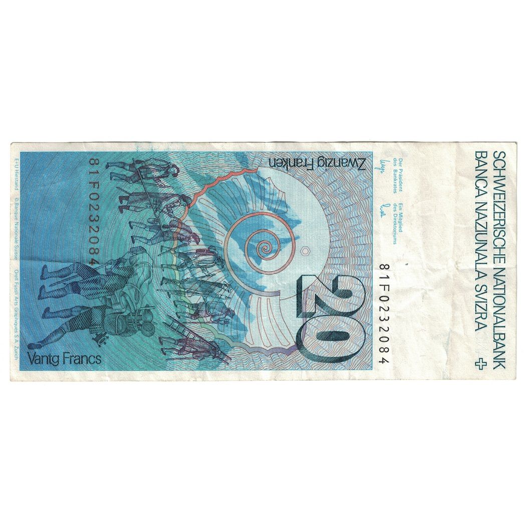 bancnota, 
  
  Elveţia, 
  
  20 Franken