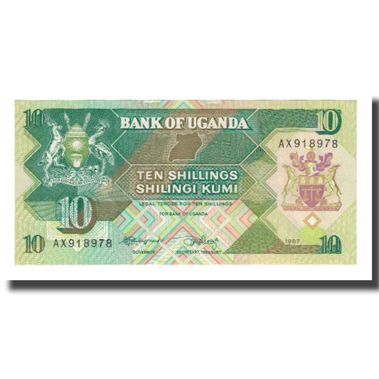 bancnota, 
  
  Uganda, 
  
  10 șilingi