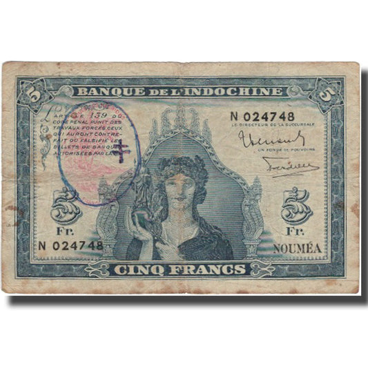 bancnota, 
  
  Noile Hebride, 
  
  5 franci