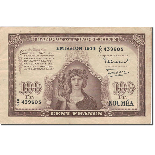 bancnota, 
  
  Noua Caledonie, 
  
  100 de franci