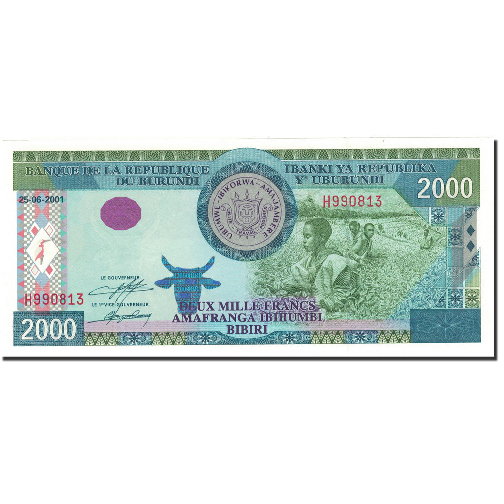 bancnota, 
  
  Burundi, 
  
  2000 de franci