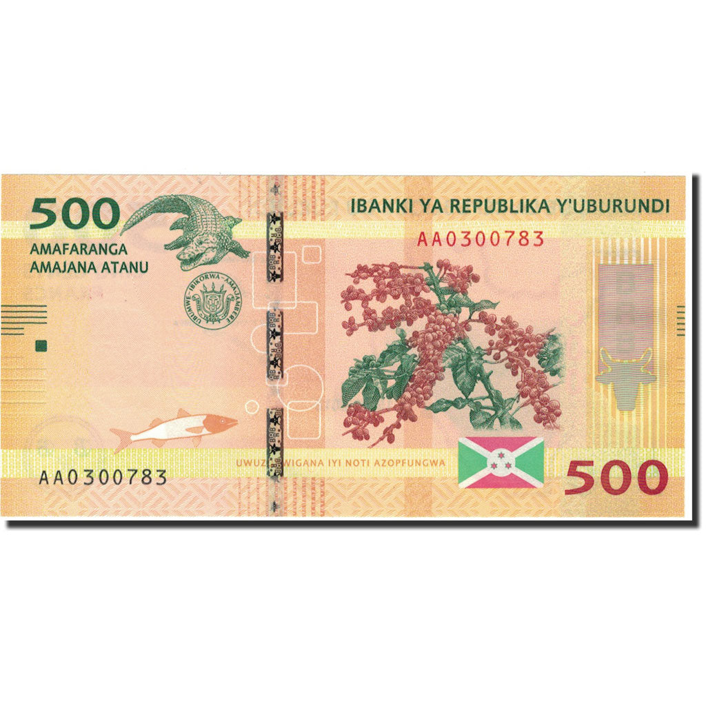 bancnota, 
  
  Burundi, 
  
  500 de franci