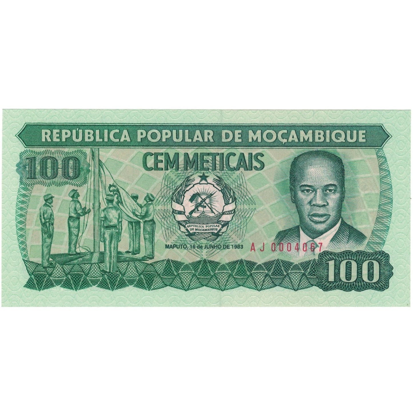 bancnota, 
  
  Mozambic, 
  
  100 Meticais